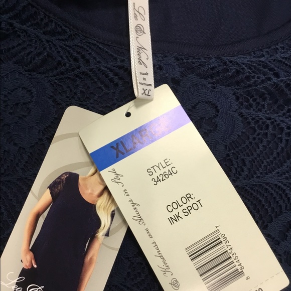 Leo & Nicole Tops - NWT LEO & NICOLE DARK NAVY BLUE LACE TOP SIZE XL